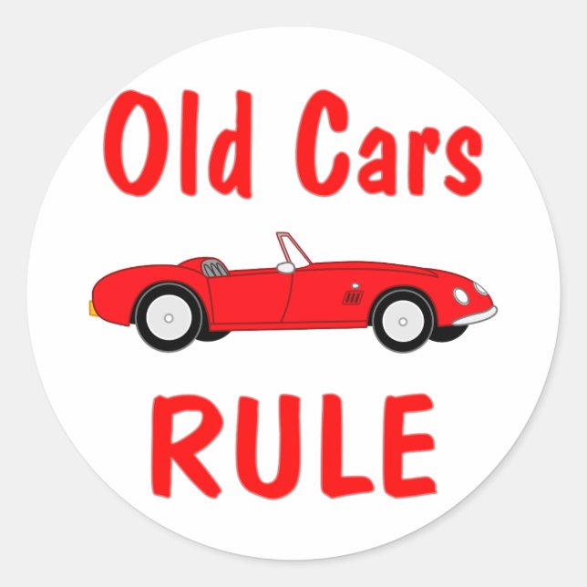 Old Cars Rule Classic Round Sticker (Front)
