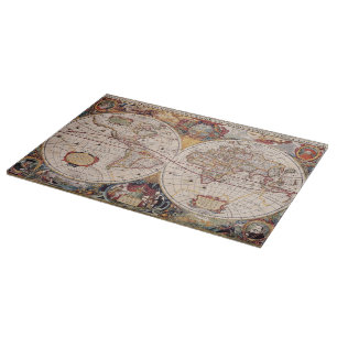 Old Cartographic Map Cutting Board