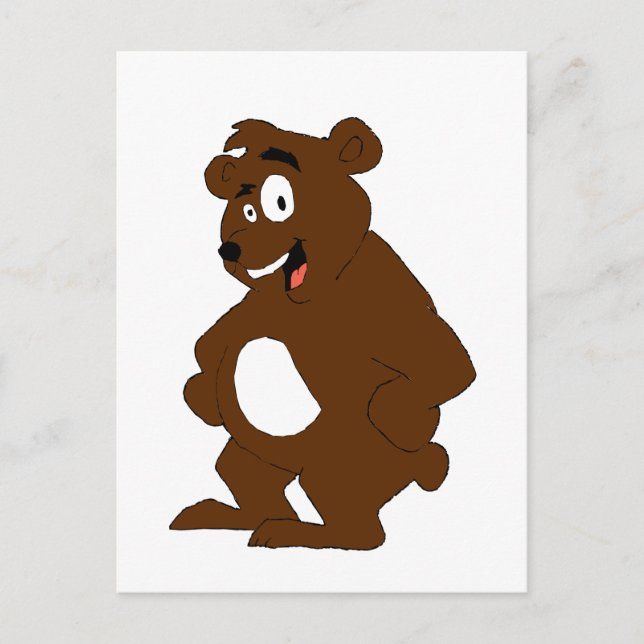Old Cartoon Sports Bear Postcard (Front)