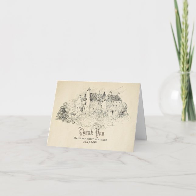 Old Castle Fairy Tale Wedding Thank You Card (Front)