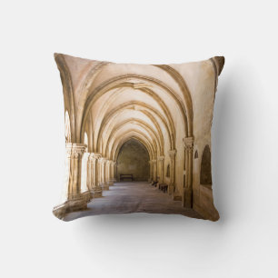Old Cathedral Cloister Walkway Throw Pillow