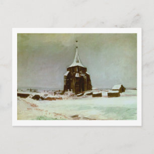 Old Cemetery Tower in Snow, Van Gogh Fine Art Postcard