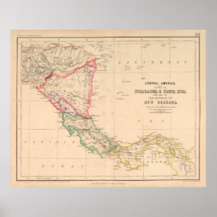 Old Central America Map (1857) Latin Countries Poster