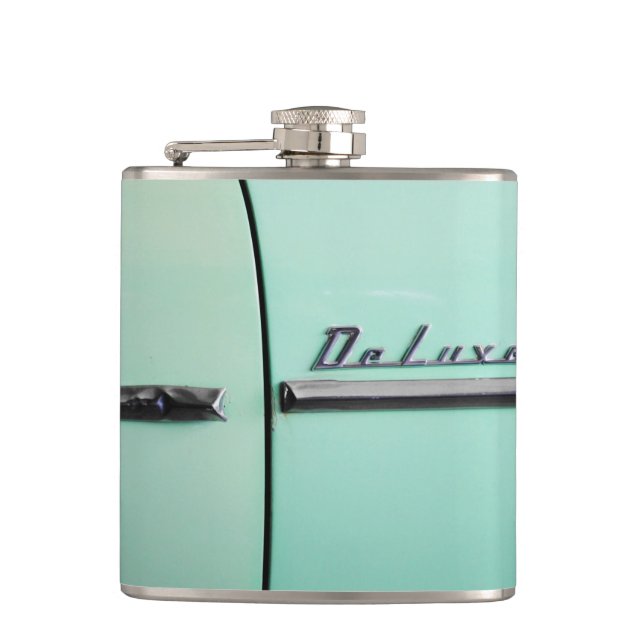 Old Chevrolet Deluxe Hip Flask (Front)