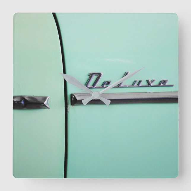Old Chevrolet Deluxe Square Wall Clock (Front)
