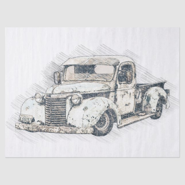 Old Chevrolet Retro Classic Truck Decoupage Tissue Paper (Front)