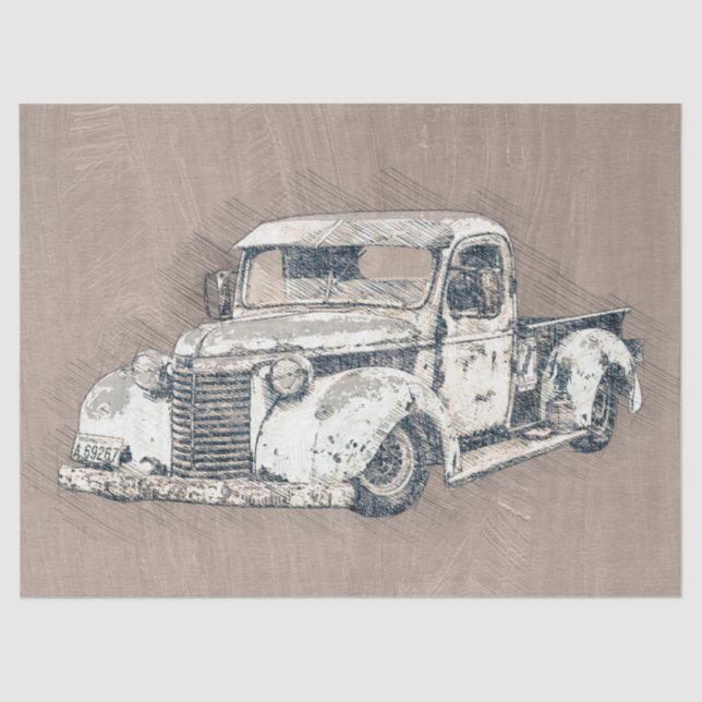 Old Chevrolet Retro Classic Truck Decoupage Tissue Paper (Front)