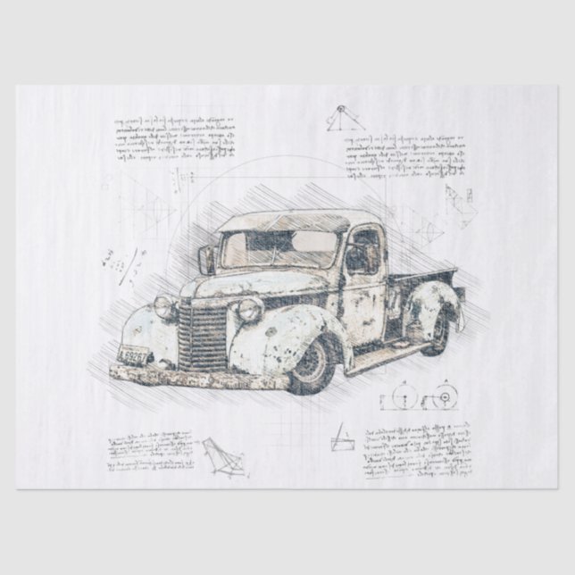 Old Chevrolet Retro Classic Truck Decoupage Tissue Paper (Front)