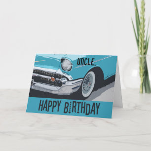 Old Chevy birthday in blue for any uncle. Card