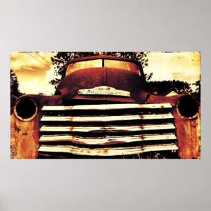 Old Chevy Farming Truck Poster