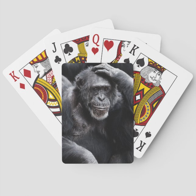 Old Chimpanzee playing cards (Back)