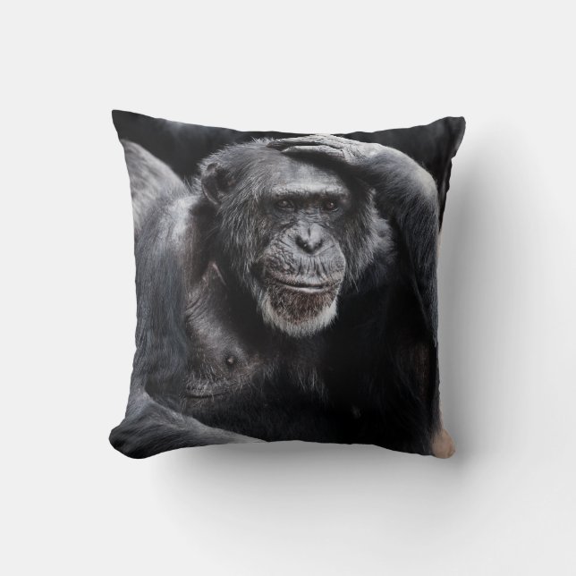 Old Chimpanzee throw pillow (Front)