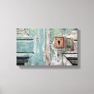 Old Chipped Blue Painted Door Canvas Print