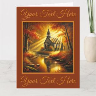 Old Church in an Autumn Forest Card