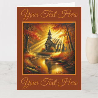 Old Church in an Autumn Forest  Card