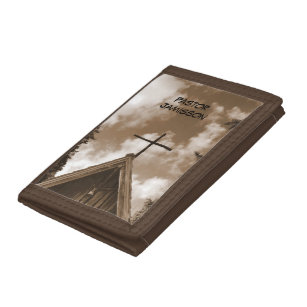 Old Church TriFold Nylon Wallet, Customized, Sepia Trifold Wallet