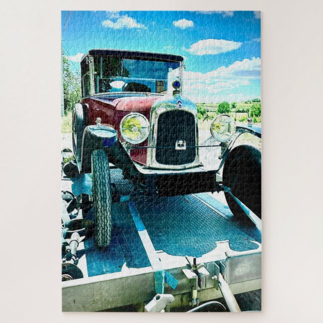 Old Citroen Car on A Trailer in France Jigsaw Puzzle (Vertical)