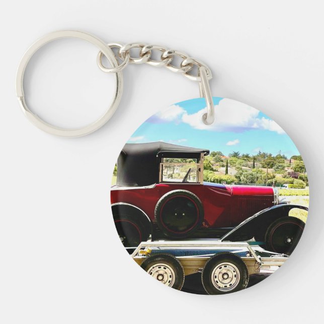 Old Citroen Car on A Trailer in France Keychain (Front)