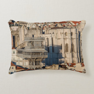 Old city of Lisbon with view tower and church ruin Accent Pillow