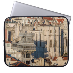 Old city of Lisbon with view tower and church ruin Laptop Sleeve