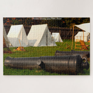 Old Civil War Cannons. Christmas Greetings Jigsaw Puzzle