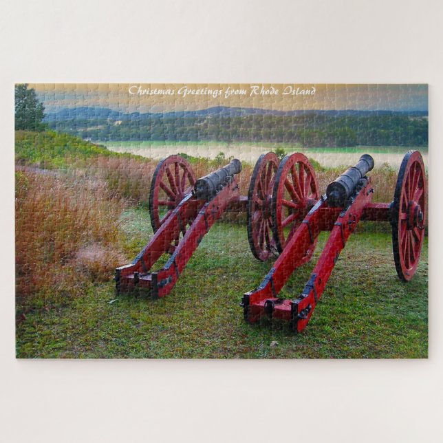 Old Civil War Cannons.Christmas Greetings Jigsaw Puzzle (Horizontal)