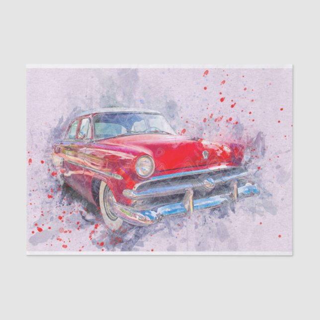 Old Classic Car Decoupage Tissue Paper (Front)