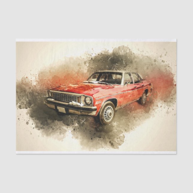 Old Classic Car Decoupage Tissue Paper (Front)