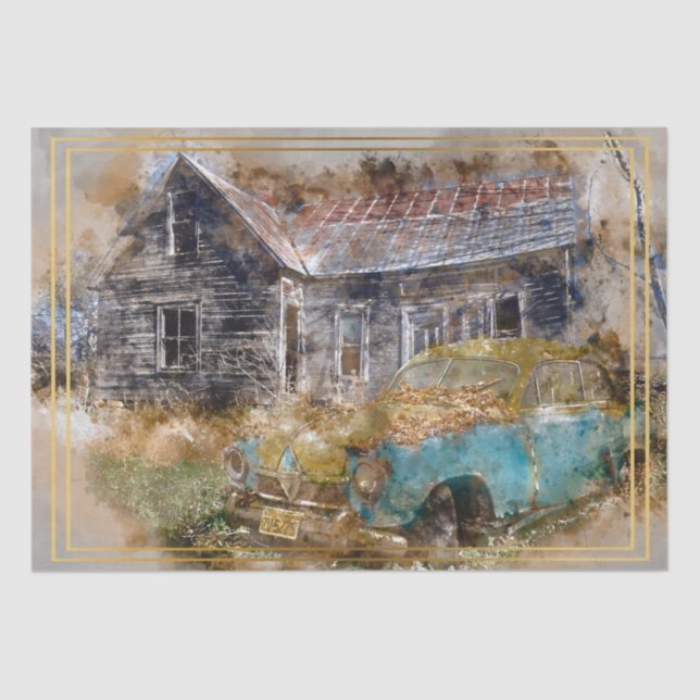 Old Classic Car Decoupage Tissue Paper (Front)