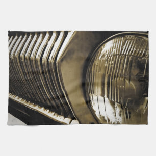 Old Classic Car Headlight Kitchen Towel