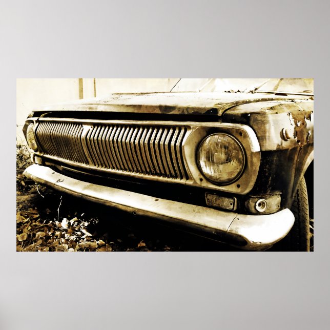 Old Classic Car Headlights Poster (Front)