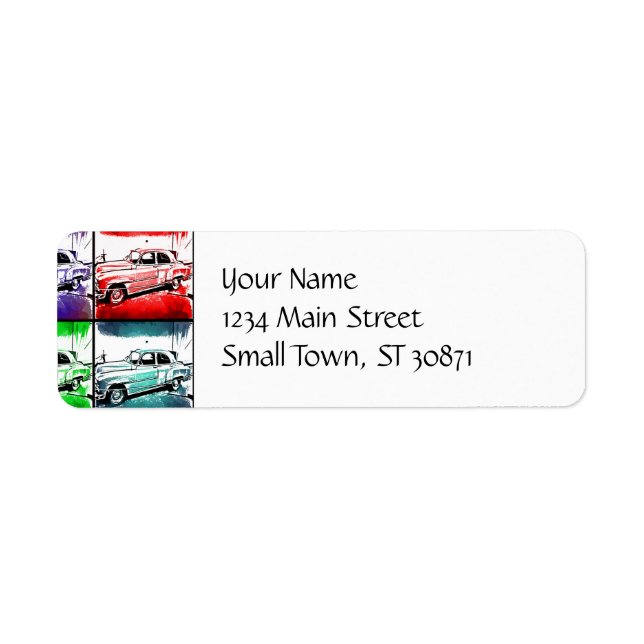 Old Classic Car Watercolor Pop Art Print (Front)