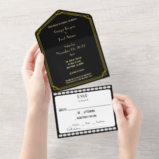 Old Classic Hollywood All In One Invitation