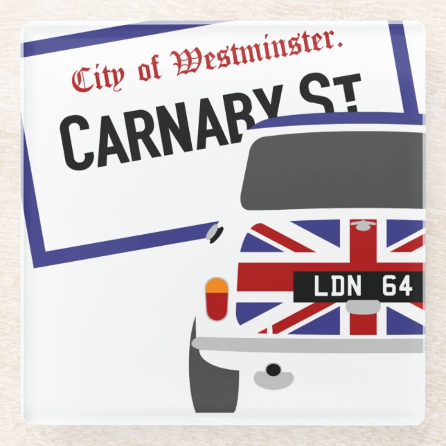 Old Classic Original 1960's London Mini Cooper Glass Coaster (Front)