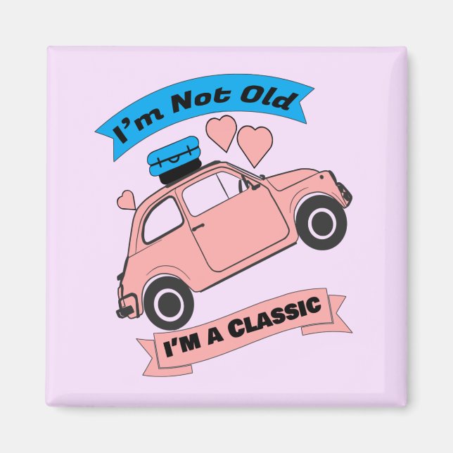 Old Classic Pink Car   Magnet (Front)