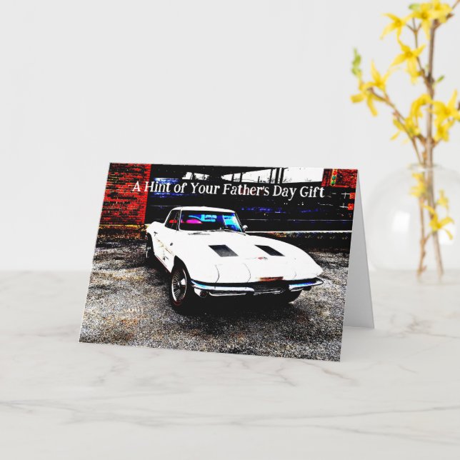 Old Classic Sports Car Funny Father's Day Card (Yellow Flower)