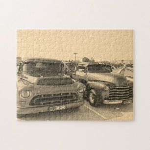 Old Classic Trucks Cars Car Sketch Jigsaw Puzzle