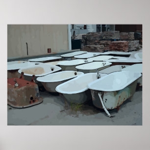 Old Claw Foot Bath Tubs Poster
