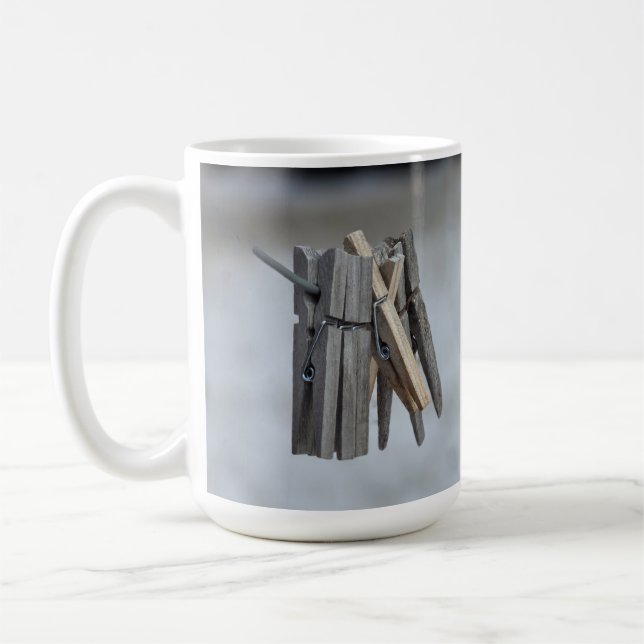 old cloth pins winter is cold and calm mug (Left)
