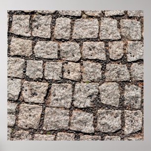 Old cobble stone pattern at the streetabstract,anc poster