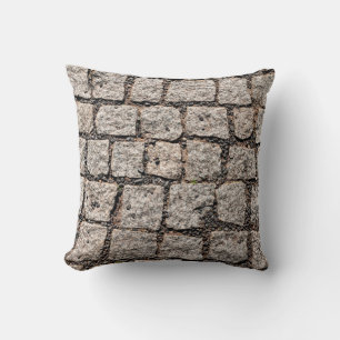 Old cobble stone pattern at the streetabstract,anc throw pillow