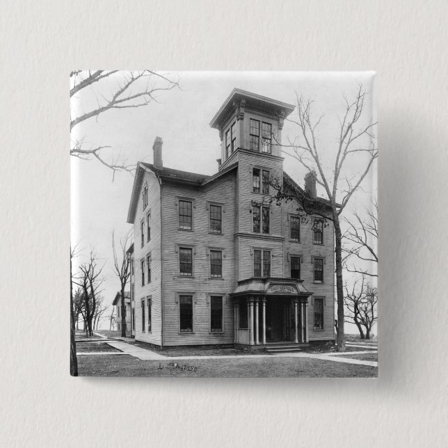 Old College, Evanston, built in 1855 2 Inch Square Button (Front)