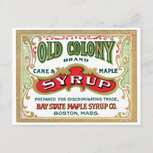 Old Colony Cane & Maple Syrup Vintage Ad Postcard