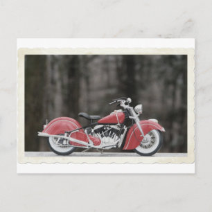 Old colour motorcycle photo postcard