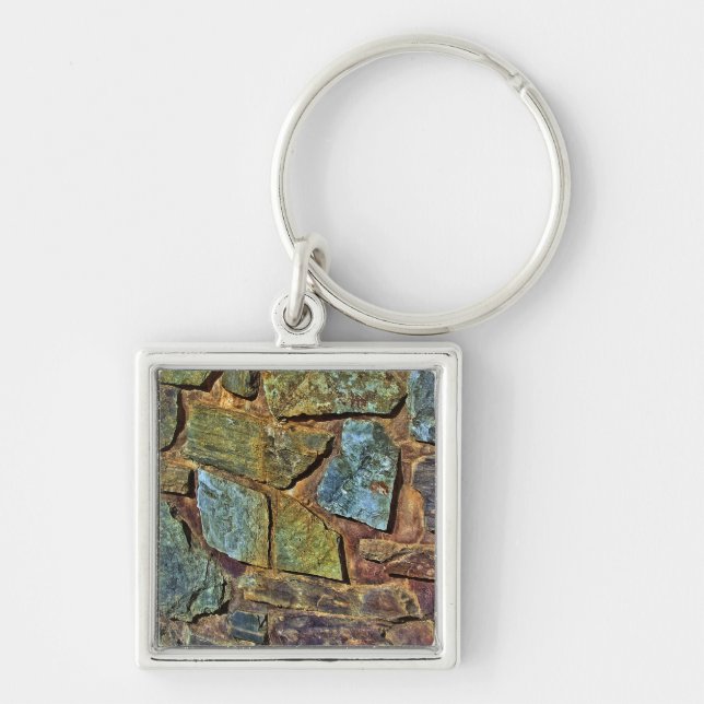 Old colourful stone wall texture keychain (Front)