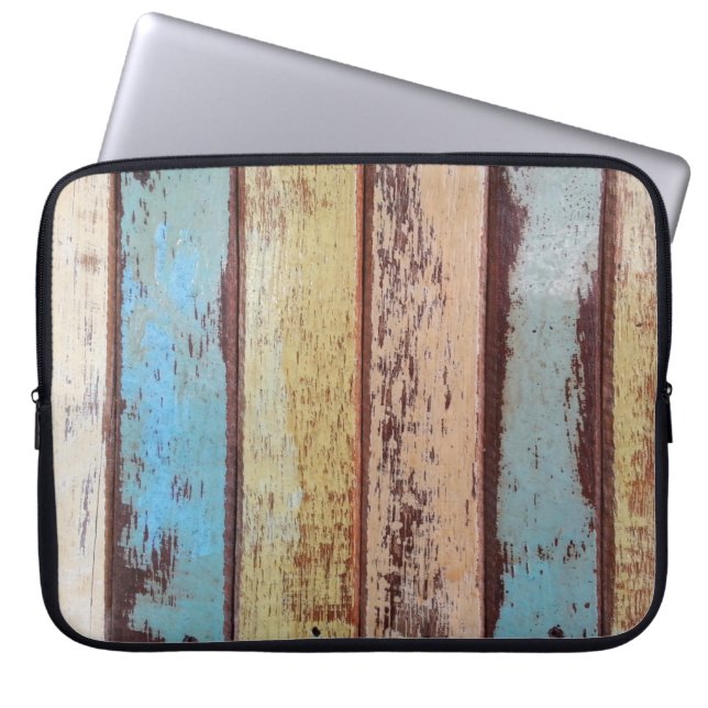 Old colourful wooden background abstract,backgroun laptop sleeve (Front)