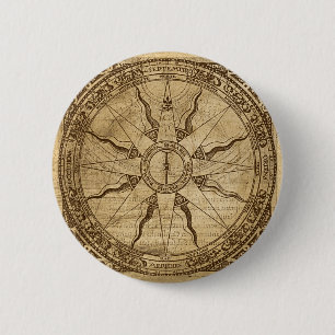 Old Compass Rose 2 Inch Round Button