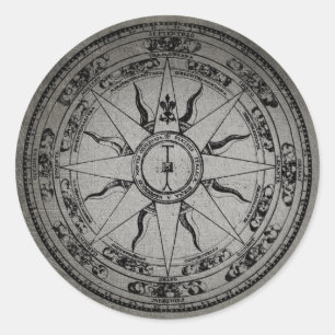 Old Compass Rose (B&W) Classic Round Sticker