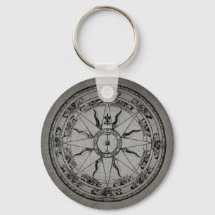 Old Compass Rose (B&W) Keychain