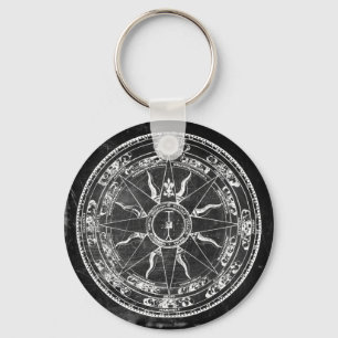 Old Compass Rose (B&W) Keychain